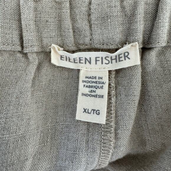 Eileen Fisher Organic Linen Pant XL Oatmeal Pull On Elastic Waist Ankle Relaxed - Picture 4 of 6